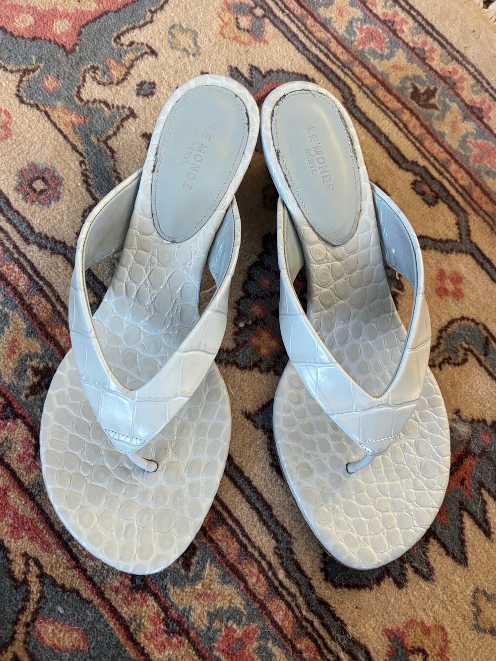 Le Monde Beryl Mico Wedge Thong Sandals in baby blue